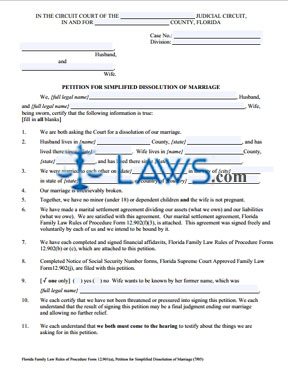 Form 12.901(a) Petition for Simplified Dissolution of Marriage
