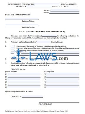 Form 12.982(g) Final Judgment of Change of Name (Family)