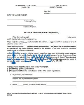Form 12.982(f) Petition for Change of Name (Family)