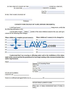 Form 12.982(d) Consent for Change of Name (Minor Child(ren))