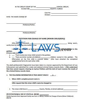 Form 12.982(c) Petition for Change of Name (Minor Child(ren))