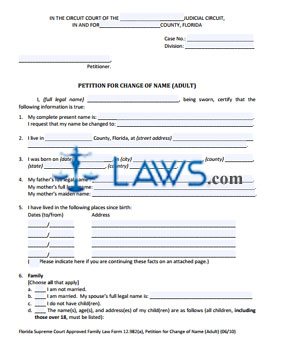  Form 12.982(a) Petition for Change of Name (Adult)