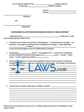 Form 12-905(b) Supplemental Petition for Modification of Child Support