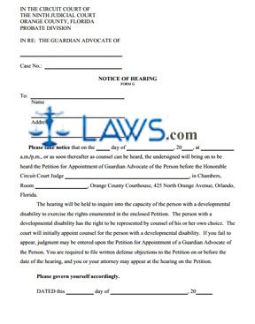 Form G - Notice of Hearing