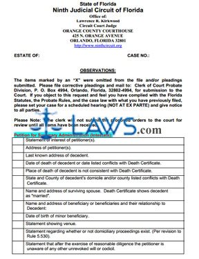 Checklist for Summary & Homestead-Intestate