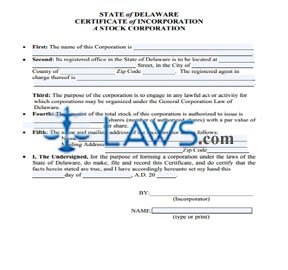 Form DE Certificate of Incorporation 