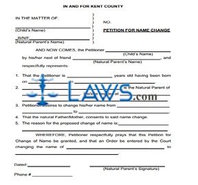 Form DE Change of Name Petitions Kent County