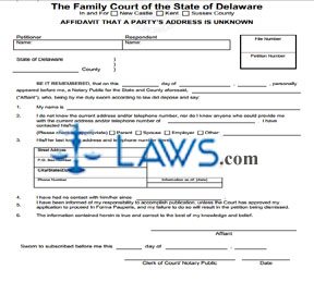 Form 241 Affidavit that a Party's Address is Unknown