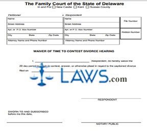 Form 428 Waiver of Time to Contest Divorce Hearing  