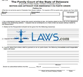 Form 650 Motion and Affidavit for Emergency Ex Parte Order  