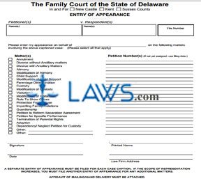 Form 354 Entry of Appearance  