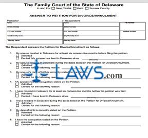 Form 448 Answer To Petition For Divorce/Annulment  