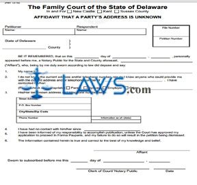 Form 241 Affidavit That a Partys Address is Unknown