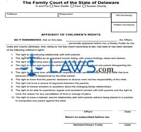 Form 279 Affidavit of Children's Rights  