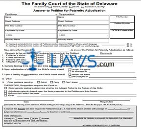 Form 144A Answer to Petition for Paternity Adjudication