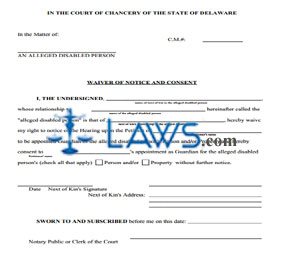 Waiver of Notice and Consent (Guardianship) - Print-only Form - PRO SE ONLY