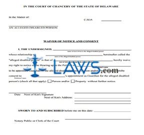 Waiver of Notice and Consent (Guardianship) - Fill-in Form - PRO SE ONLY