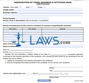 Trade, Business & Fictitious Name Registration Certificate