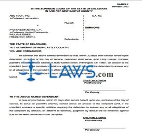 Summons - Procedures & Sample for Standard Summons Writ 