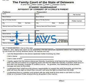 Standby Guardianship – Affidavit of Consent of a Child’s Parent