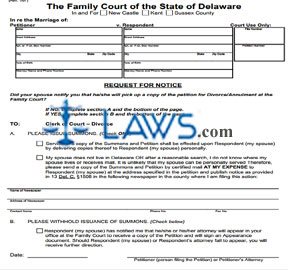 Request for Notice (Divorce/Annulment action)(word template) 