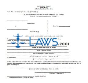 Pro Hac Vice, Admission (Form 40) 