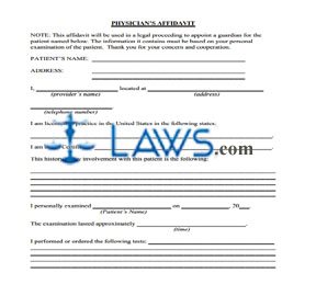 Physicians Affidavit (Guardianship)- Print-only Form