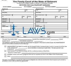 Petition for Child Support Arrears (Fill-in form)