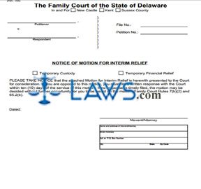 Notice of Motion for Interim Relief (fill-in form)
