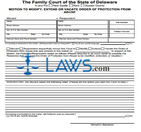 Motion to Modify, Extend or Vacate Order of Protection from Abuse