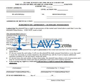 Judgment by Admission - Summary Possession