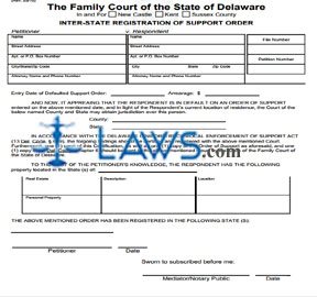 Inter-State Registration of Support Order (fill in form)