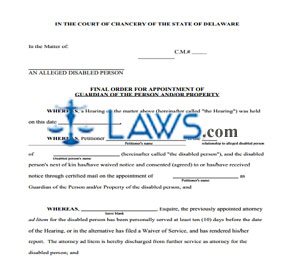 Final Order (Guardianship)- Fill-in Form - PRO SE ONLY