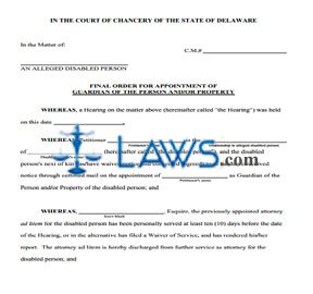 Final Order (Guardianship) - Print Only Form - PRO SE ONLY 