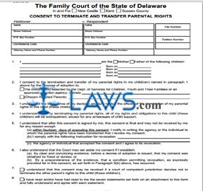Consent To Terminate and Transfer of Parental Rights (Fill-in Form)