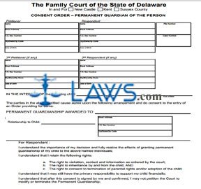 Consent Order - Permanent Guardian of the Person (fill-in form)