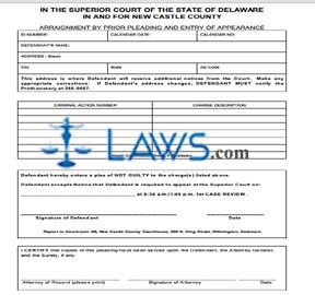 Arraignment by Prior Pleading and Entry of Appearance (New Castle County)