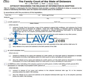 Affidavit Regarding the Release of Information in Adoption (pdf file)