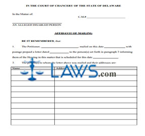 Affidavit of Mailing Guardianship - Print-only Form
