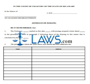 Affidavit of Mailing Guardianship - Fill-in Form