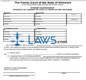 Affidavit of Consent of Child 14 years of Age or Older - Standby Guardianship