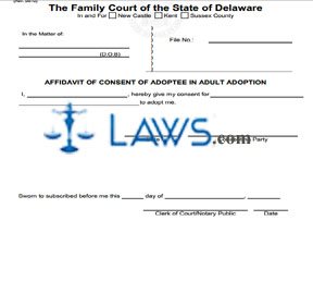 Affidavit of Consent of Adoptee in Adult Adoption (Fill-In Form)