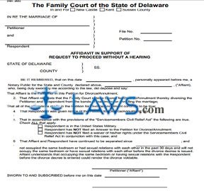 Affidavit In Support Of Request To Proceed Without A Hearing (word template)