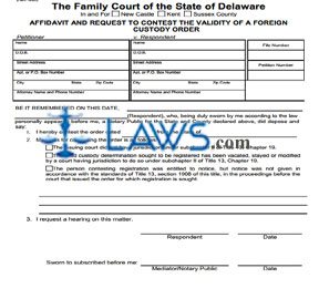 Affidavit and Request to Contest the Validity of a Foreign Custody Order