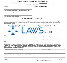 Subpoena in a civil case  