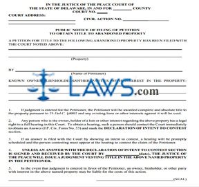 Public notice of filing a petition