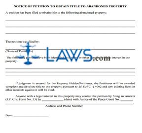 Form for newspaper notice  