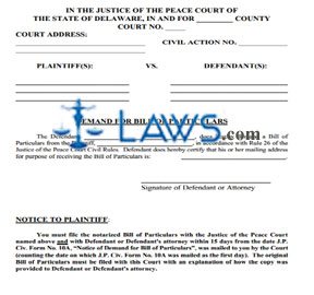 Defendant's demand for bill of particulars  