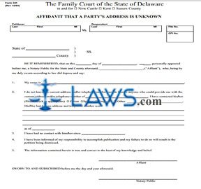 Affidavit That a Party's Address is Unknown (pdf file)  