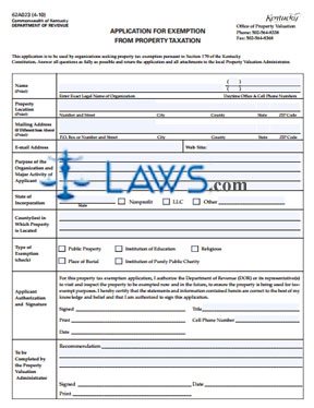 Form 62A023 Applicaton for Exemption from Property Taxation